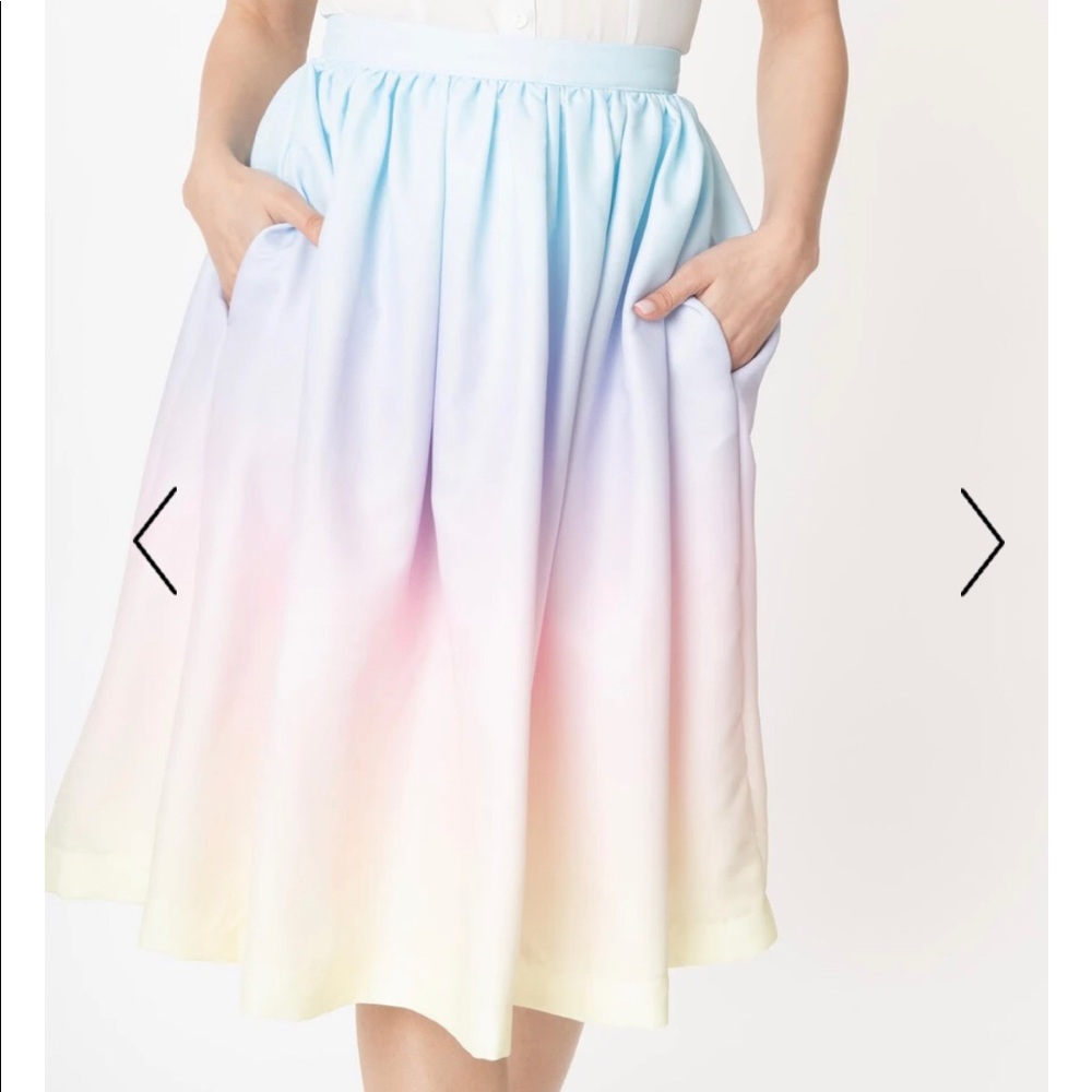 NWT Unique Vintage Pastel Rainbow Swing Skirt